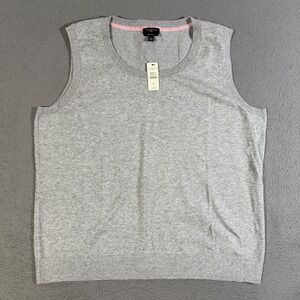 Talbots Women's 2X Gray Pima‎ Cotton Sleeveless Sweater Vest Top Casual